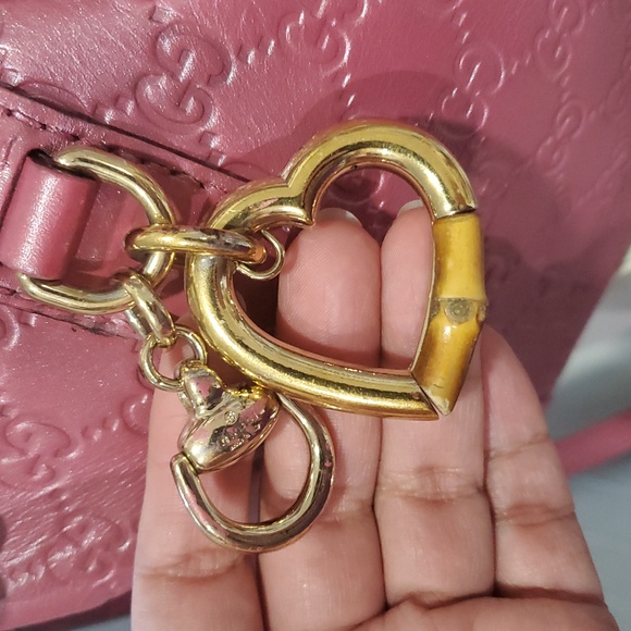 🇮🇹Gucci Guccissima Metallic Soft Heart Bit Leather Tote Bag In"Fresia Rose"💓 - Picture 9 of 17